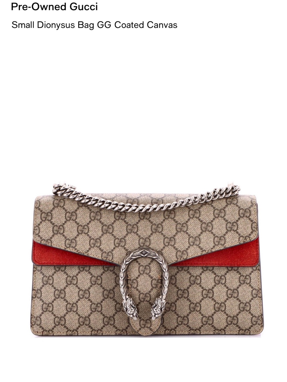 Gucci Beige GG Coated Canvas Shoulder Bag with Red Trim